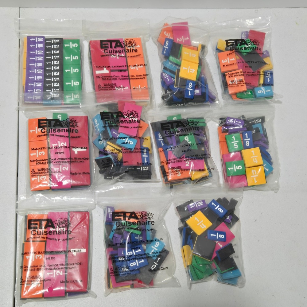 ETA Cuisenaire Magnetic Rainbow Fraction Tile Scott Foresman Math Kit 40293 11pk